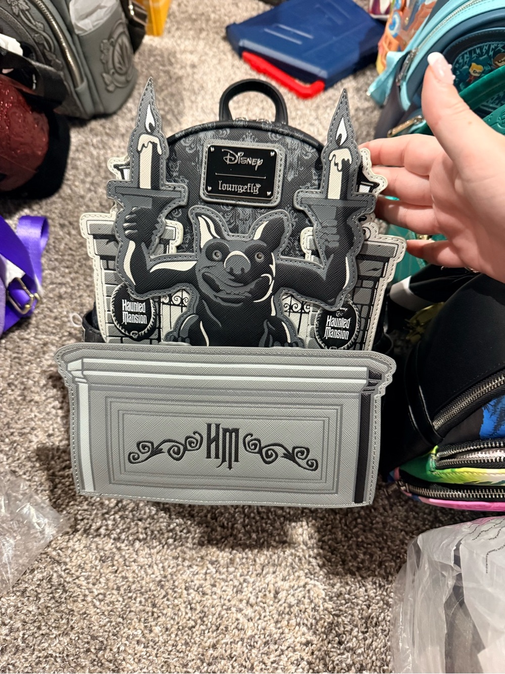 Loungefly Disney Haunted Mansion Gargoyle Crossbody Bag - Gray & Black - Picture 1 of 1